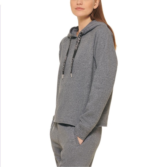 680. SMALL - CALVIN KLEIN - Gray Hoodie Logo Grey Loungewear Sporty NEW - Picture 4 of 4